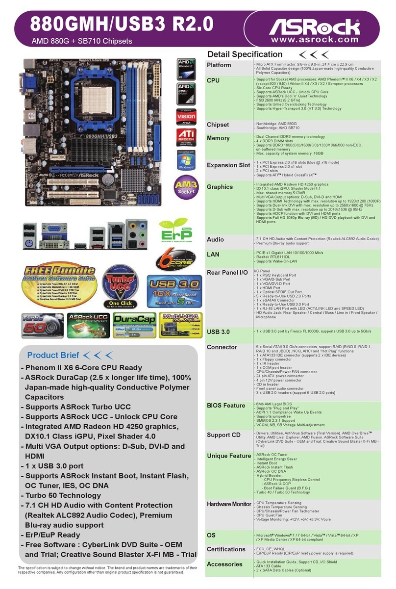 ASROCK 880GMH/USB3 R2.0 Specifications