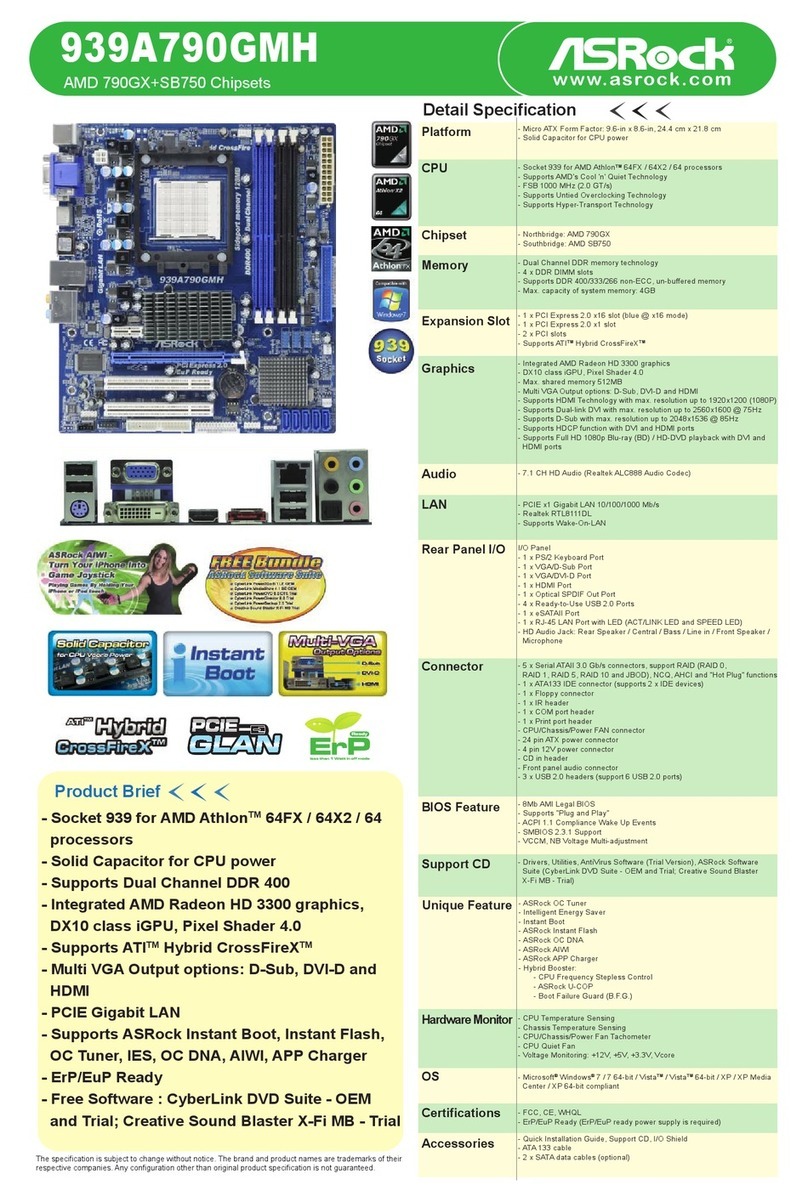 ASROCK 939A790GMH Specifications