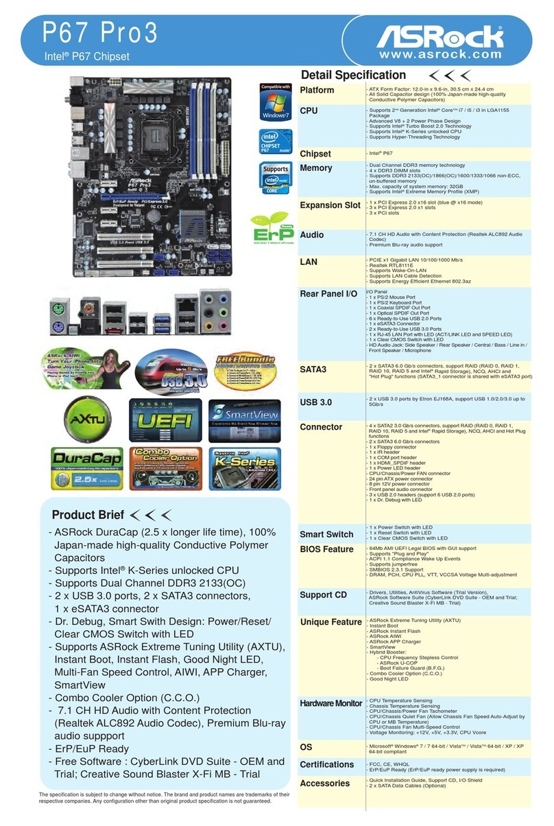ASROCK P67 PRO3 - datasheet