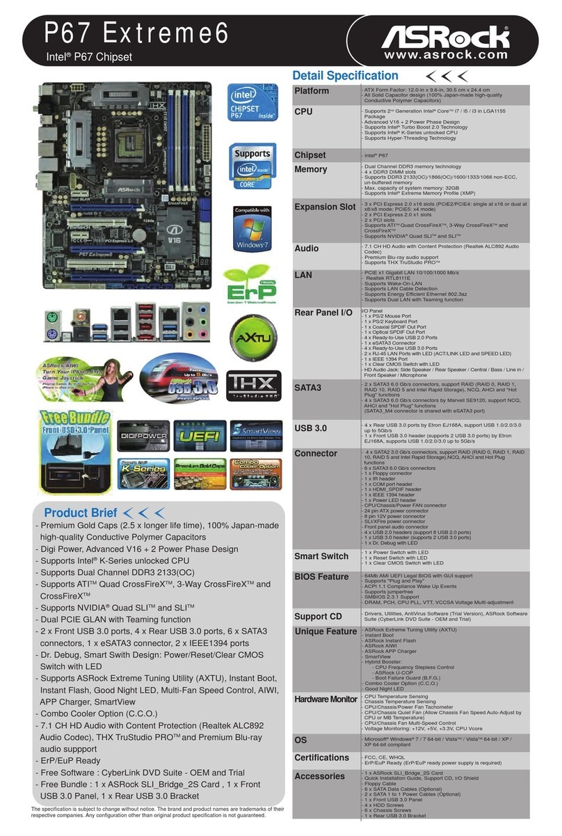 ASROCK P67 EXTREME6 - datasheet