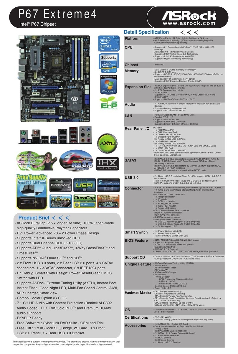 ASROCK P67 EXTREME4 - datasheet