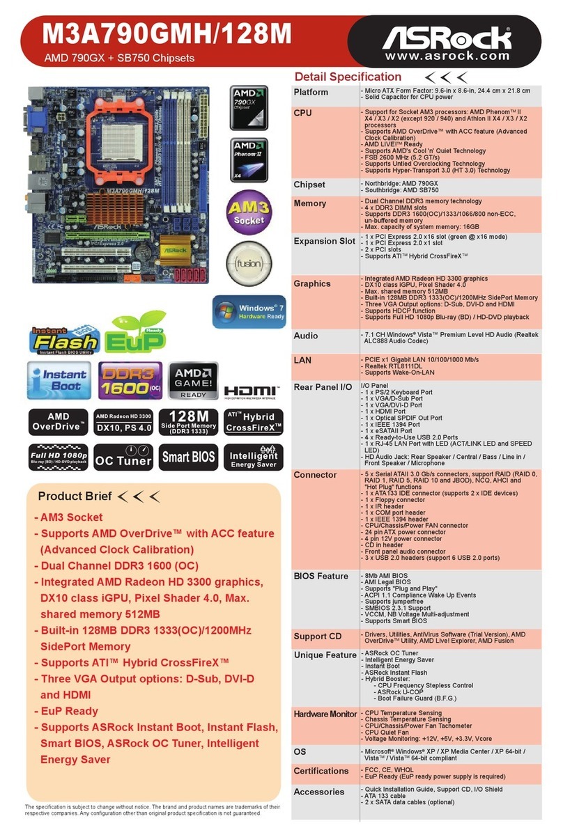 ASROCK M3A790GMH/128M User manual