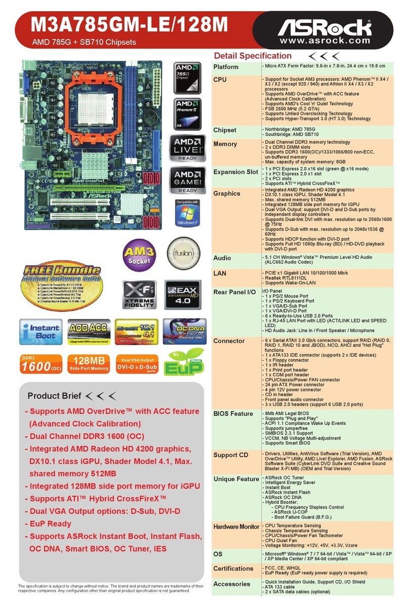 ASROCK M3A785GM-LE/128M User manual