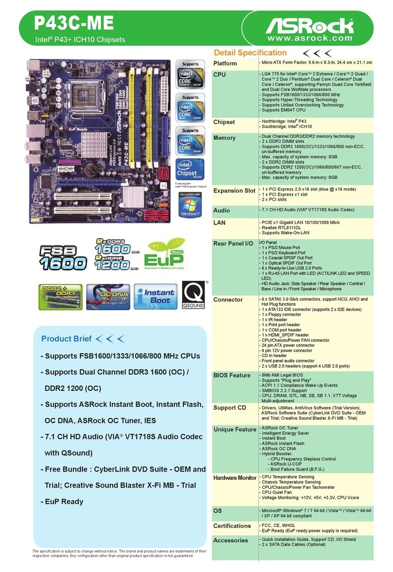 ASROCK P43C-ME Specifications