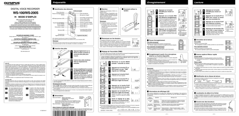 Olympus DIGITAL VOICE RECORDER WS-200S Mode d'emploi