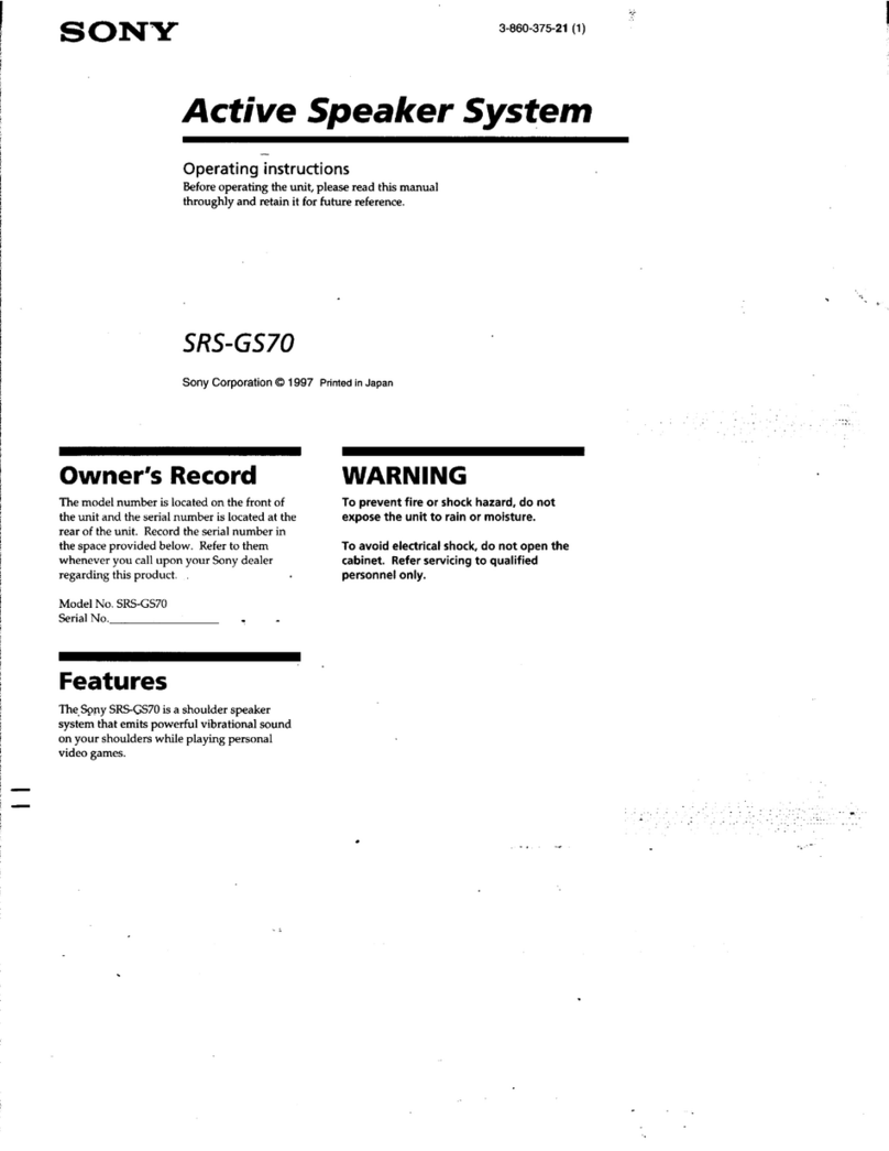 Sony SRS-GS70 - Shoulder Speaker System operating instructions