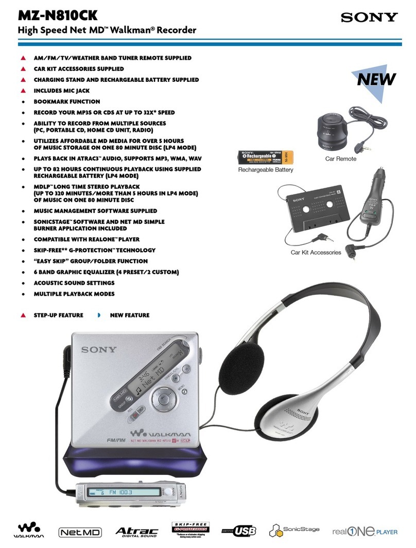 Sony Walkman MZ-NF810CK Specifications