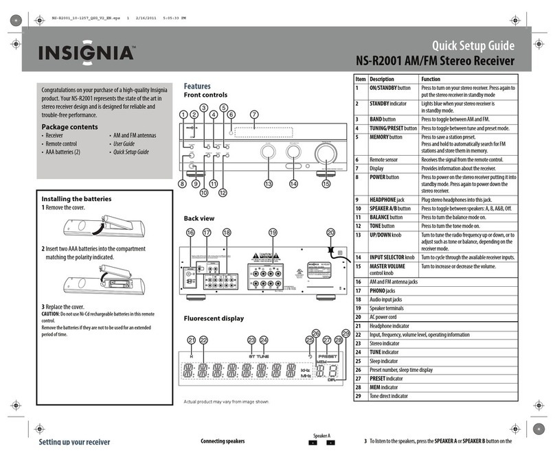 Insignia NS-R2001 Quick setup guide