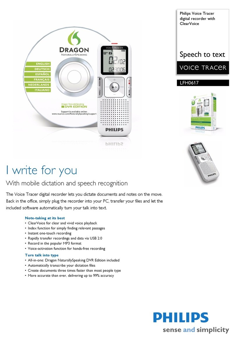 Philips Voice Tracer LFH0617 Specifications