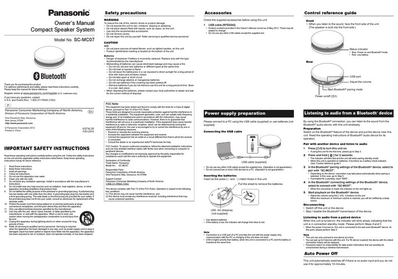 Panasonic SC-MC07 User manual