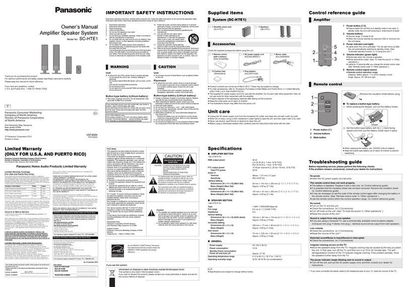 Panasonic SCHTE1 User manual