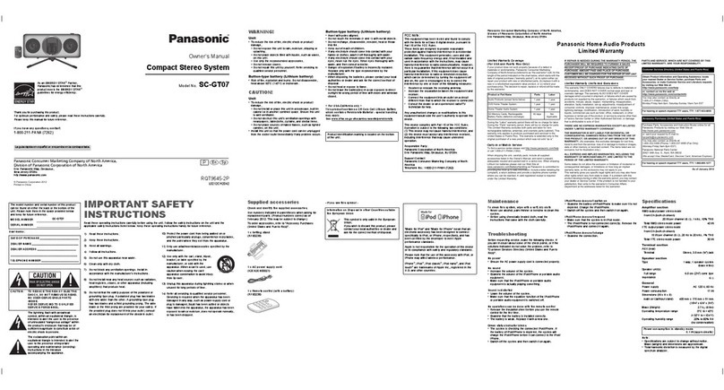 Panasonic SC-GT07 User manual