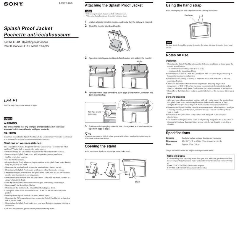 Sony LF-X1, LF-X5 operating instructions