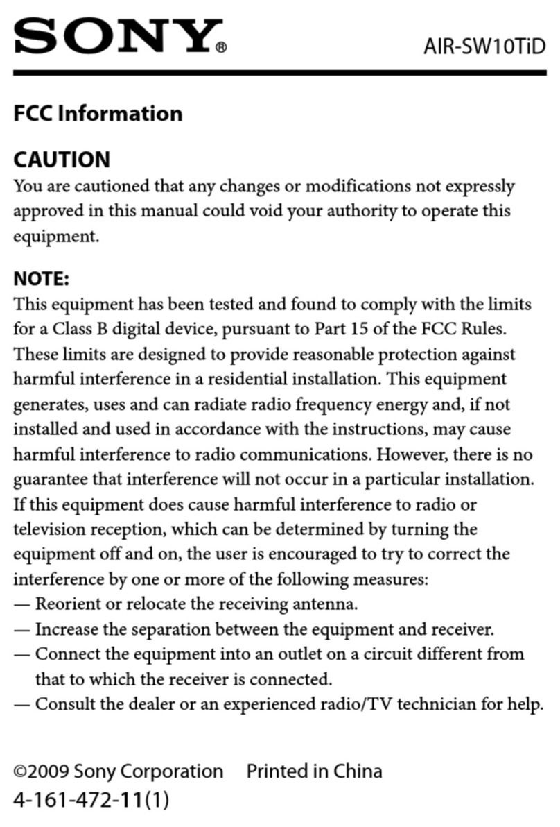 Sony AIR-SW10TI - Wireless Audio Transmitter... Information