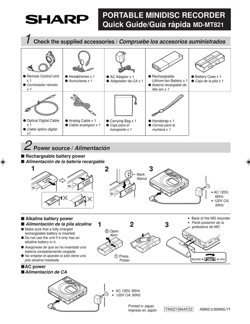 Sharp MT821 - MiniDisc Recorder - Metallic User manual
