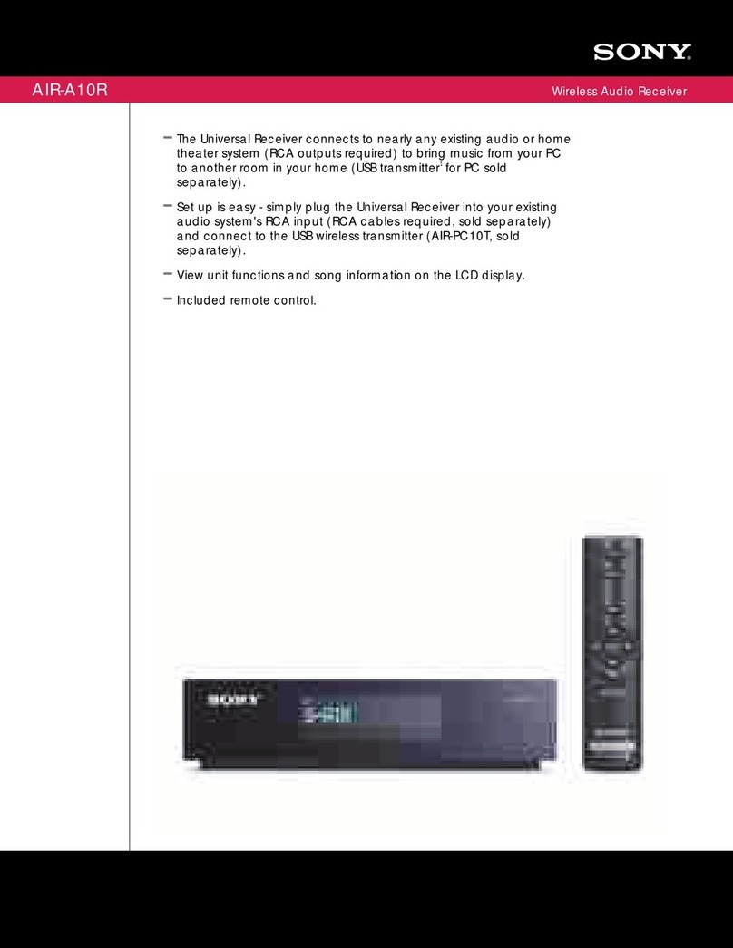 Sony AIR-A10R - Wireless Audio Receiver Component Specifications