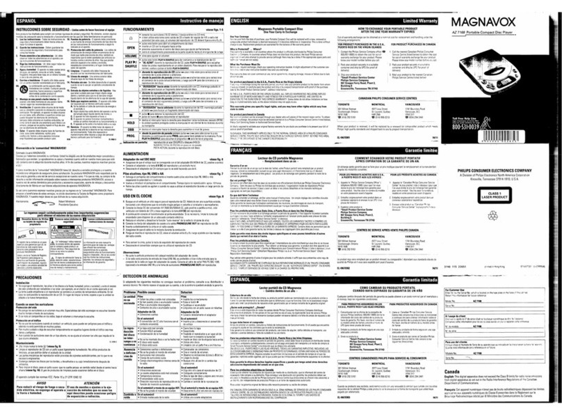 Magnavox AZ7168 - Cd Portable user manual