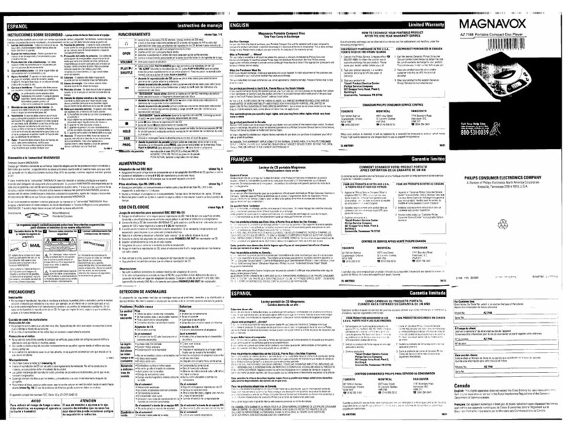 Magnavox AZ7166 - Cd Portable User manual