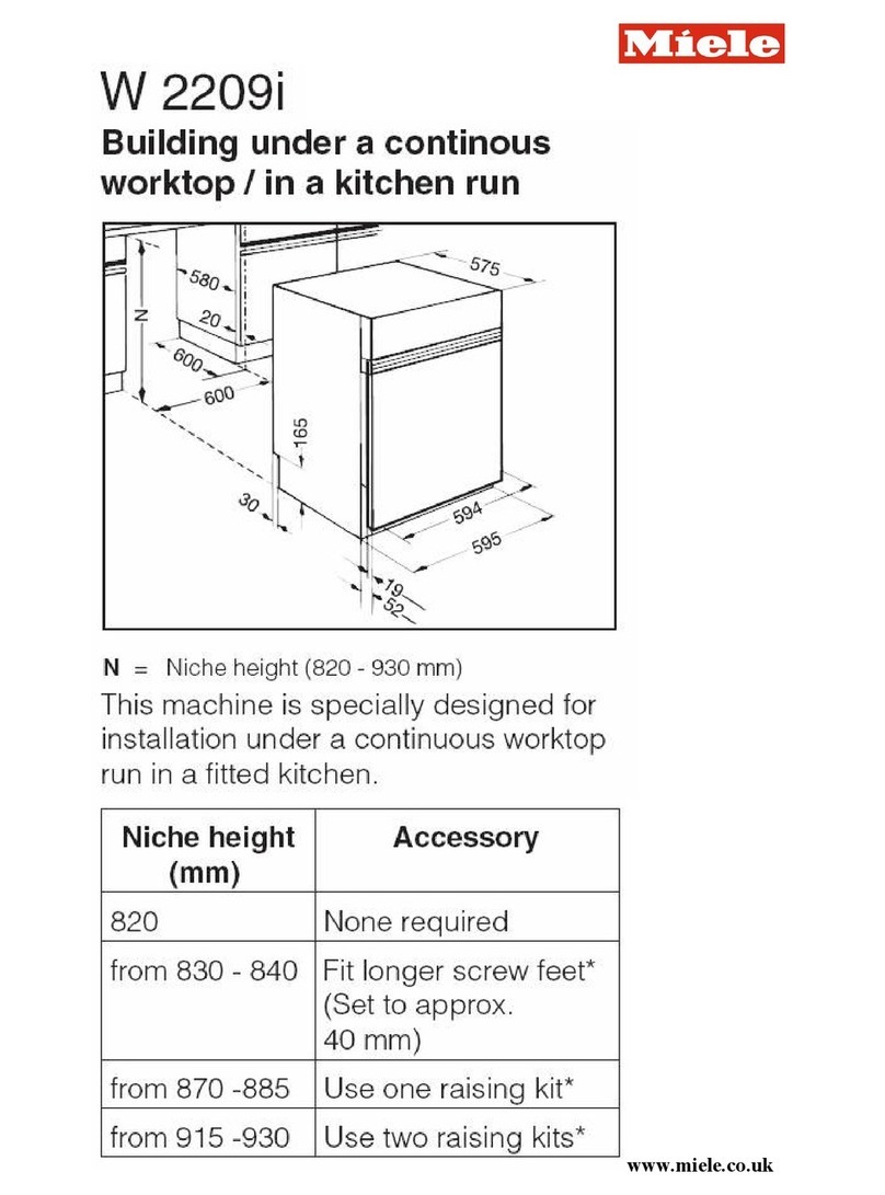 Miele W2209I BUILDING IN DIAGRAM User manual