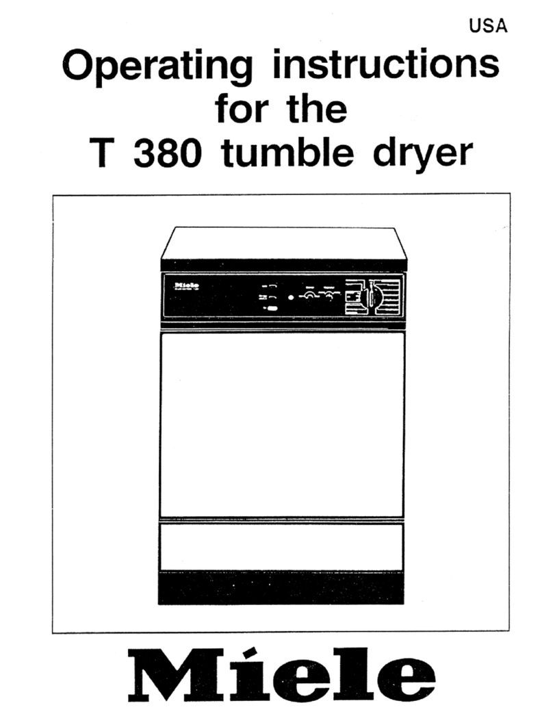 Miele T 380  VENT ED DRYER - OPERATING User manual