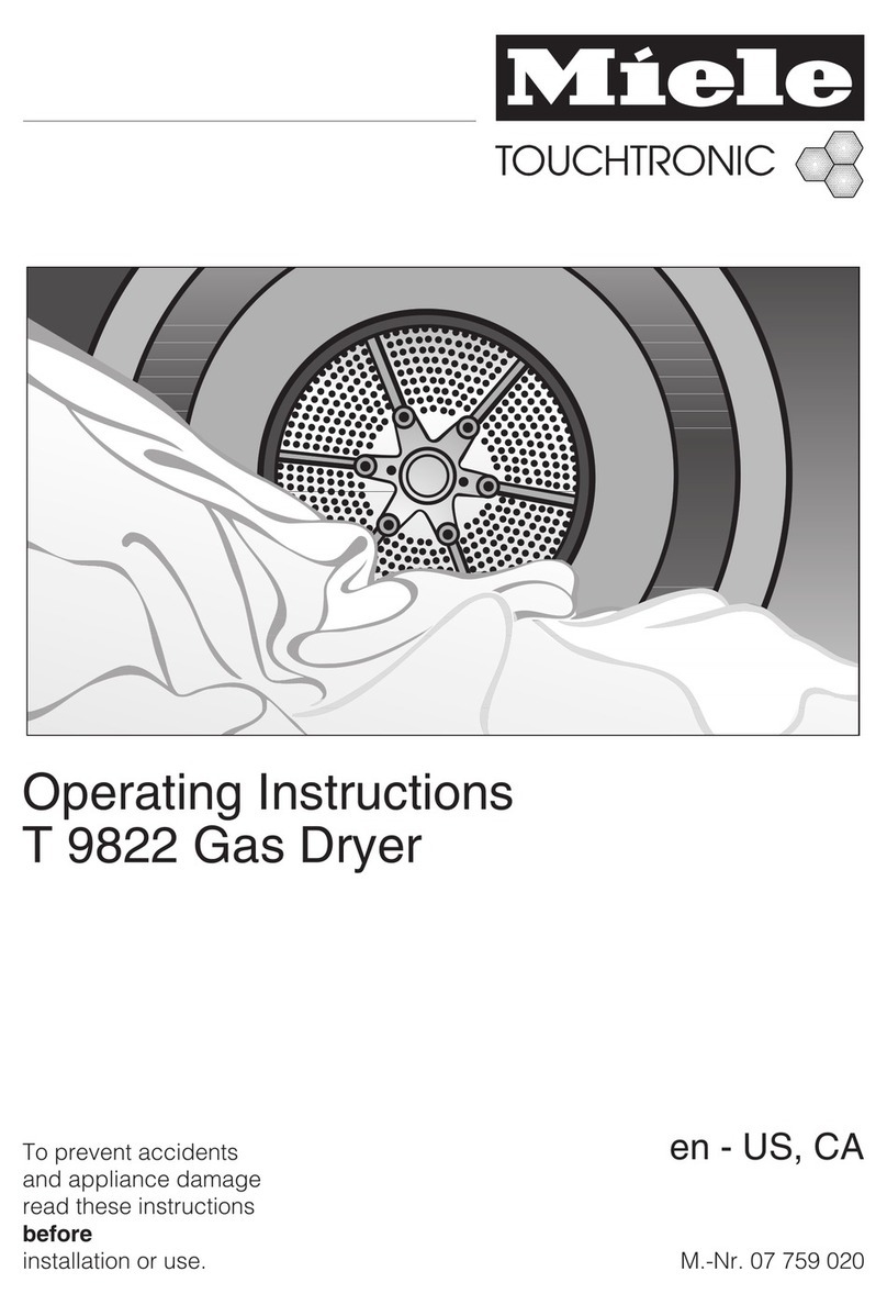 Miele T 9822 VENT ED DRYER - OPERATING User manual Miele T 9822 VENT ED DRYER - OPERATING User manual