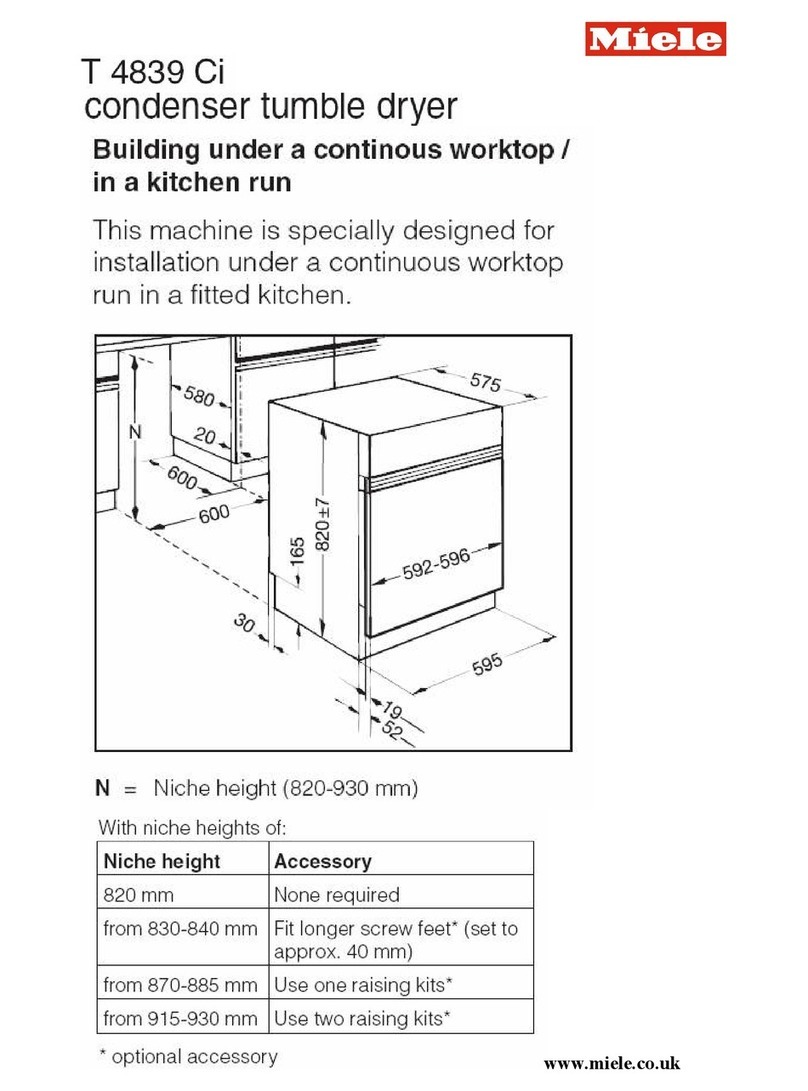 Miele T4839I C BUILDING IN DIAGRAM User manual