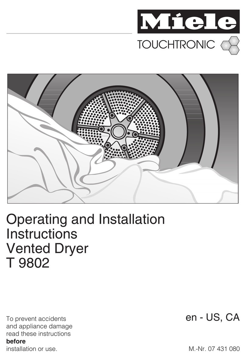 Miele T 9802  VENT ED DRYER - OPERATING AND User manual