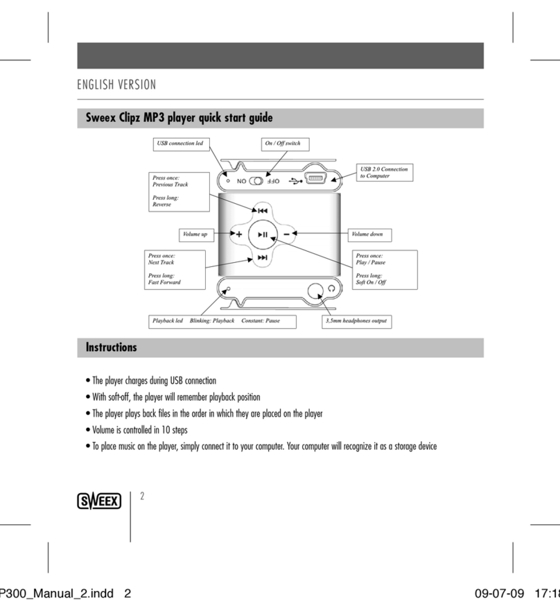SWEEX CLIPZ MP3 PLAYER 2GB quick start guide