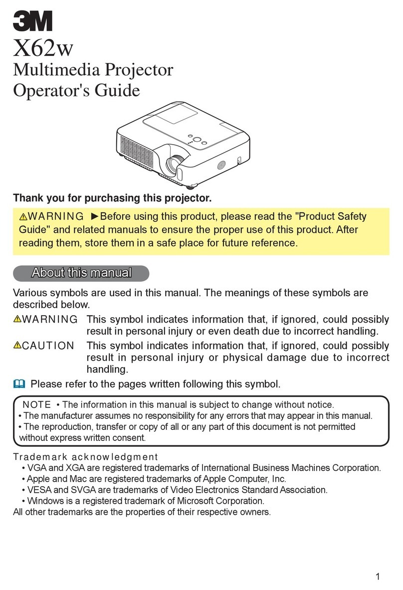 3M Multimedia Projector X62w Manual