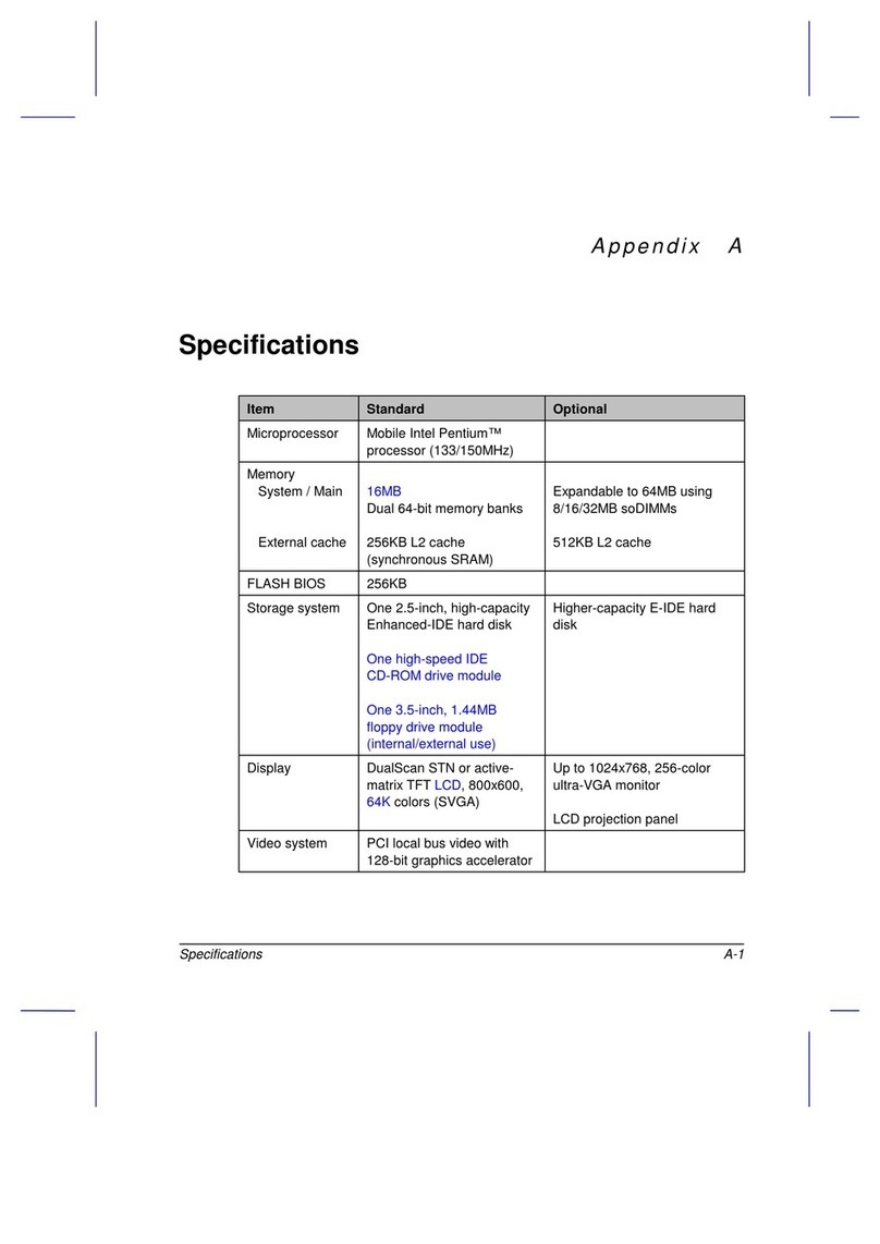 Acer AcerNote Nuovo 970 Specifications