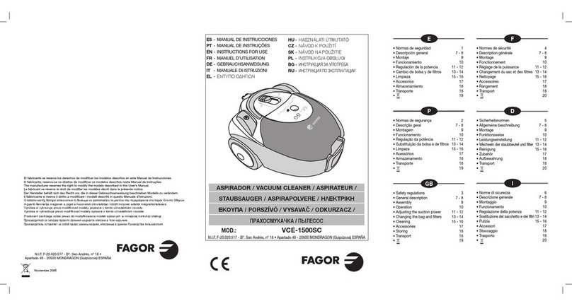 Fagor VCE-1500SC Safety regulations