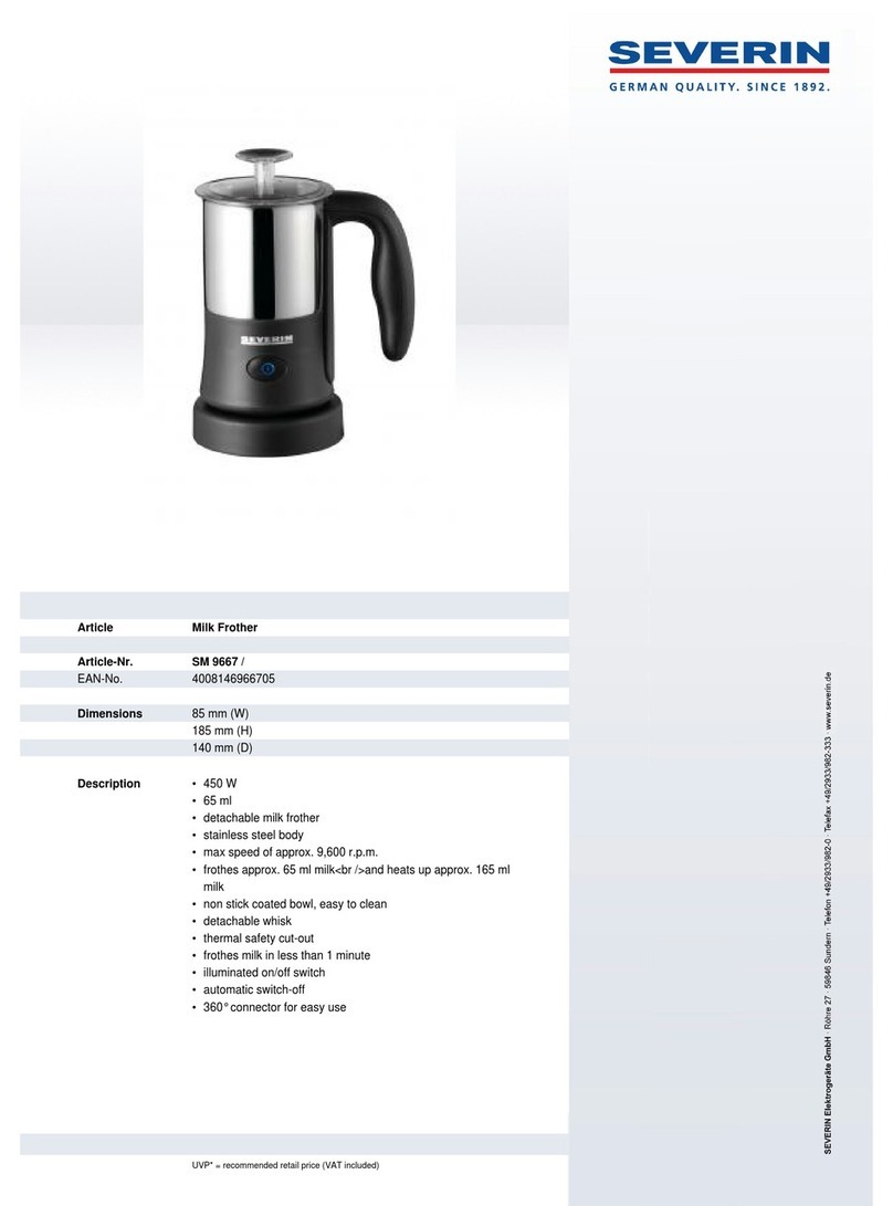 SEVERIN MILK FROTHER - Dimensions SEVERIN MILK FROTHER - Dimensions