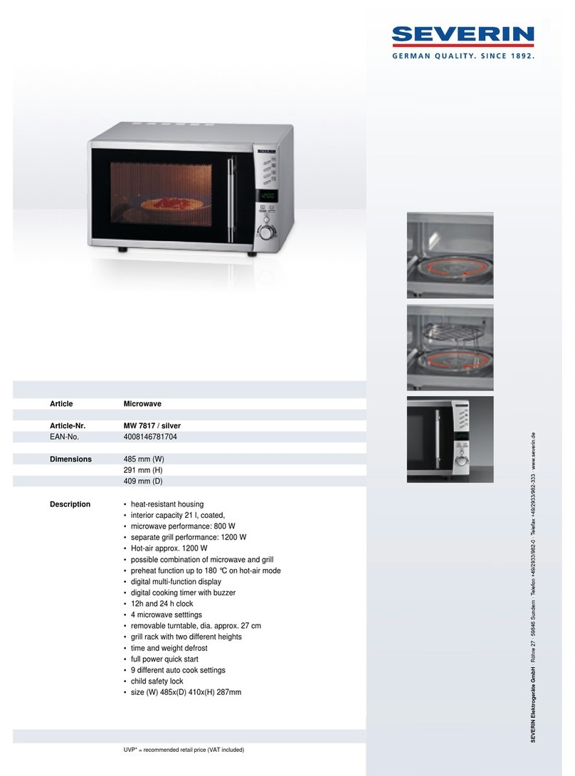 SEVERIN MIKROWELLE MIT GRILL- UND HEIßLUFTFUNKTION MW 7817... datasheet SEVERIN MIKROWELLE MIT GRILL- UND HEIßLUFTFUNKTION MW 7817... datasheet