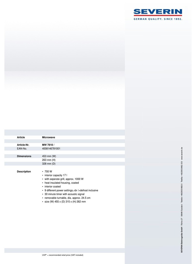SEVERIN MIKROWELLE MW 7810 WEIß 17L MIT GRILL User guide