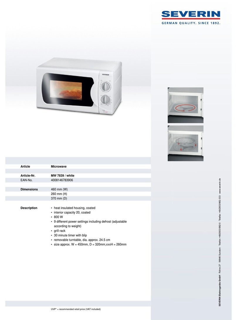 SEVERIN MIKROWELLE MIT GRILL MW 7839 User guide SEVERIN MIKROWELLE MIT GRILL MW 7839 User guide
