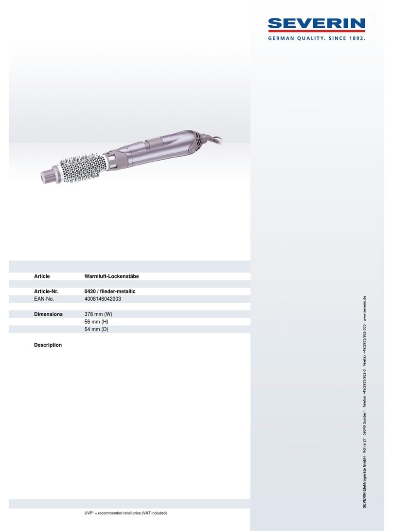 SEVERIN PRESTIGE PRO STYLE 1000 0420 Dimensions