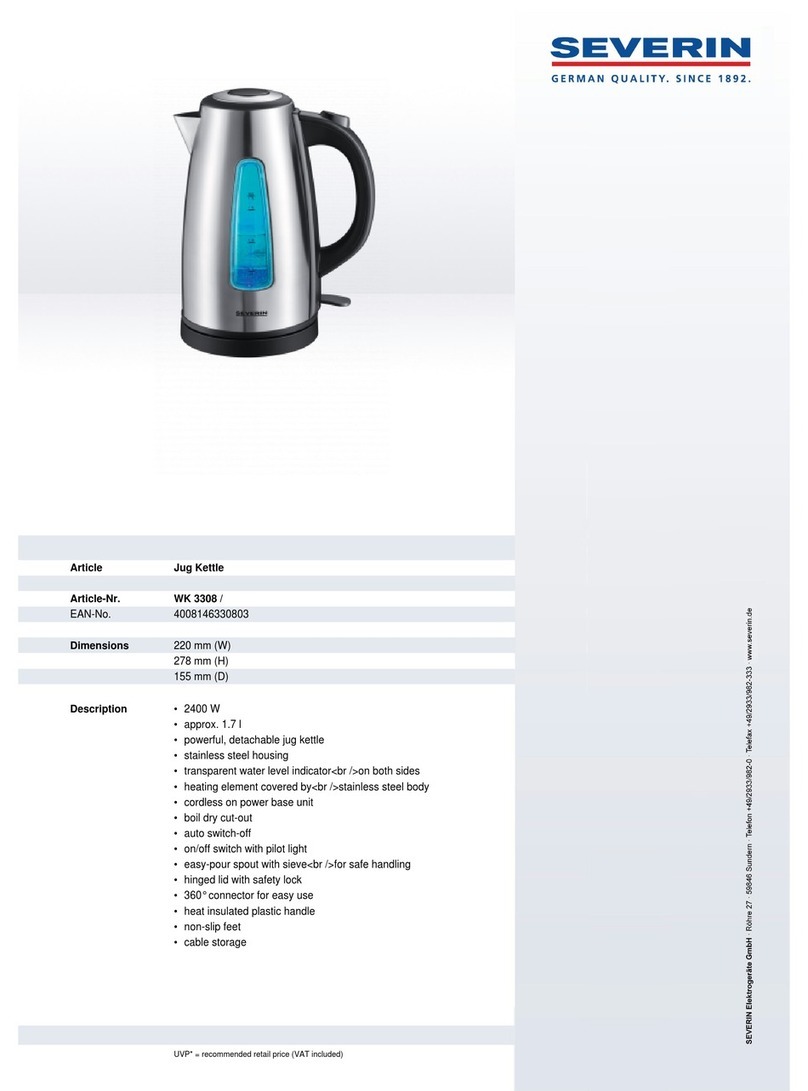 SEVERIN WASSERKOCHER WK 3308 datasheet