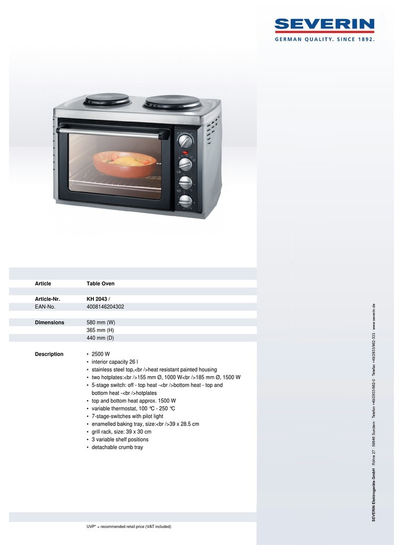 SEVERIN TOASTOFEN MIT KOCHPLATTEN KH 2043 Dimensions