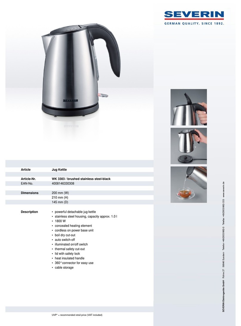 SEVERIN WK 3303 Dimensions