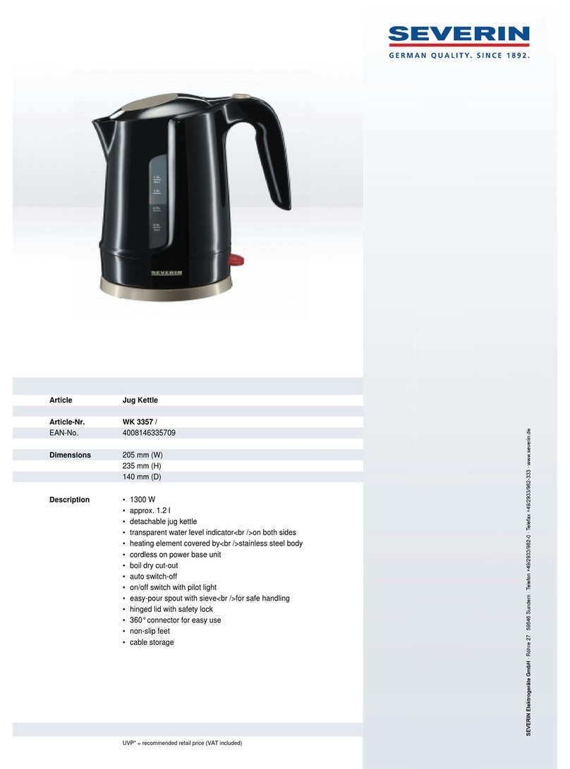 SEVERIN WASSERKOCHER WK 3357 User guide SEVERIN WASSERKOCHER WK 3357 User guide