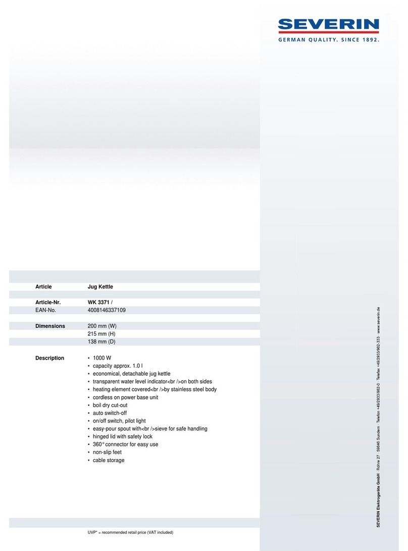 SEVERIN WASSERKOCHER WK 3371 User guide