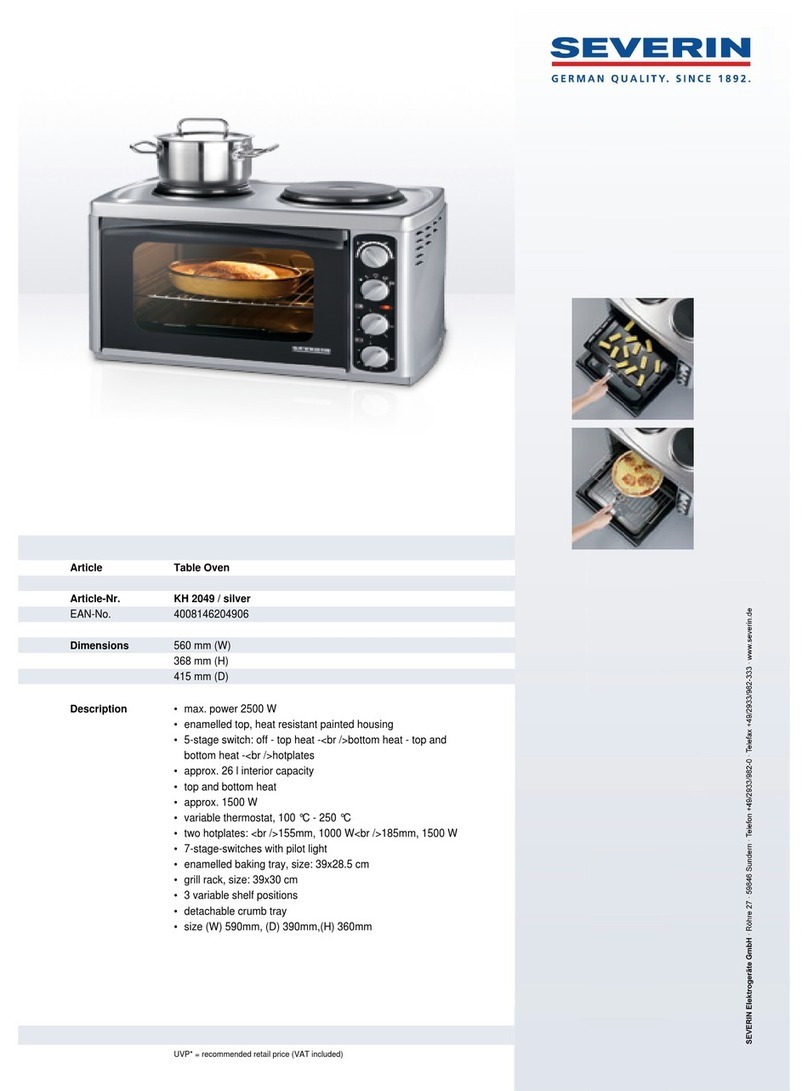 SEVERIN TISCHBACKOFEN MIT KOCHPLATTE KH 2049 - datasheet