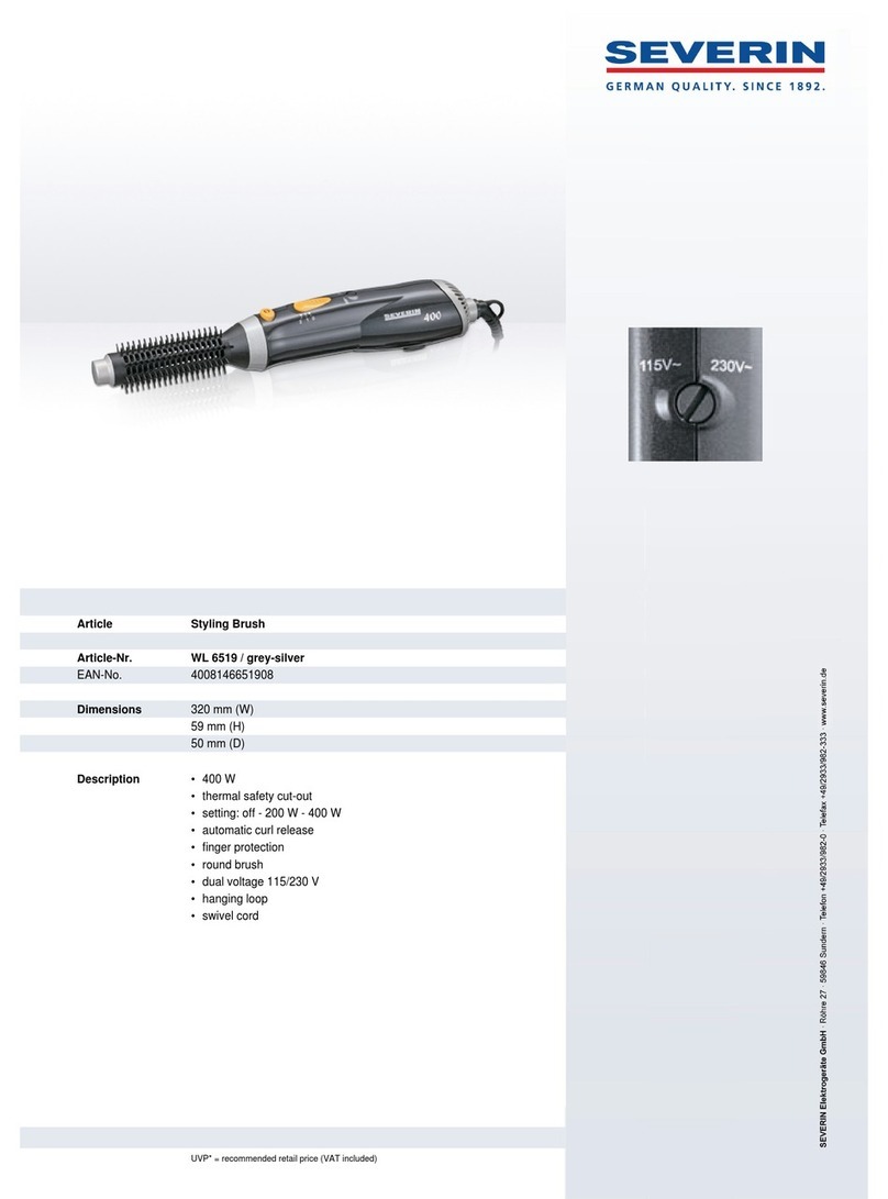 SEVERIN STYLING BRUSH - DATASHEET 3 Dimensions
