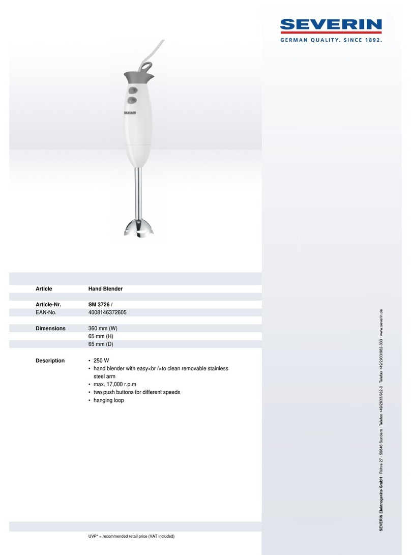 SEVERIN SM 3726 Dimensions