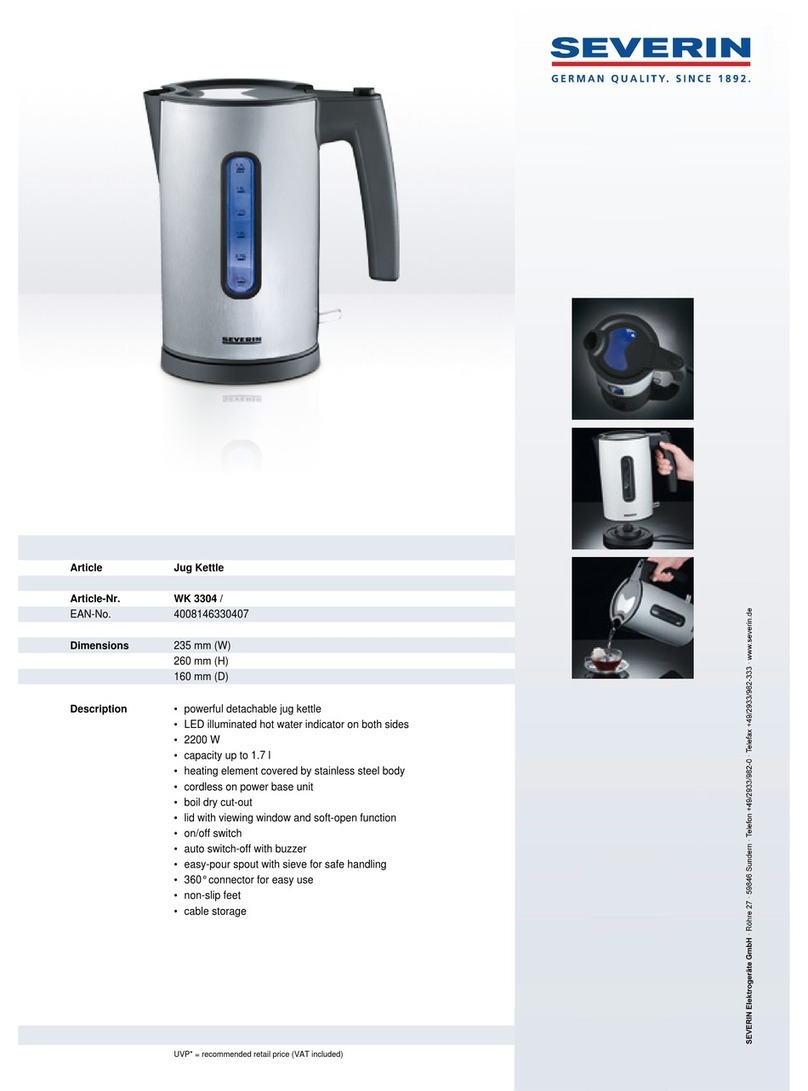 SEVERIN JUG KETTLE Dimensions