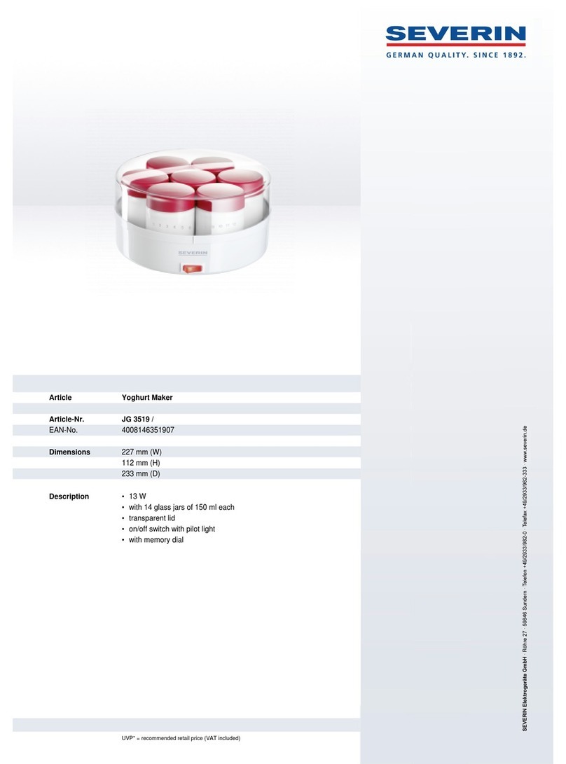SEVERIN JOGHURT FIX JG 3519 User guide