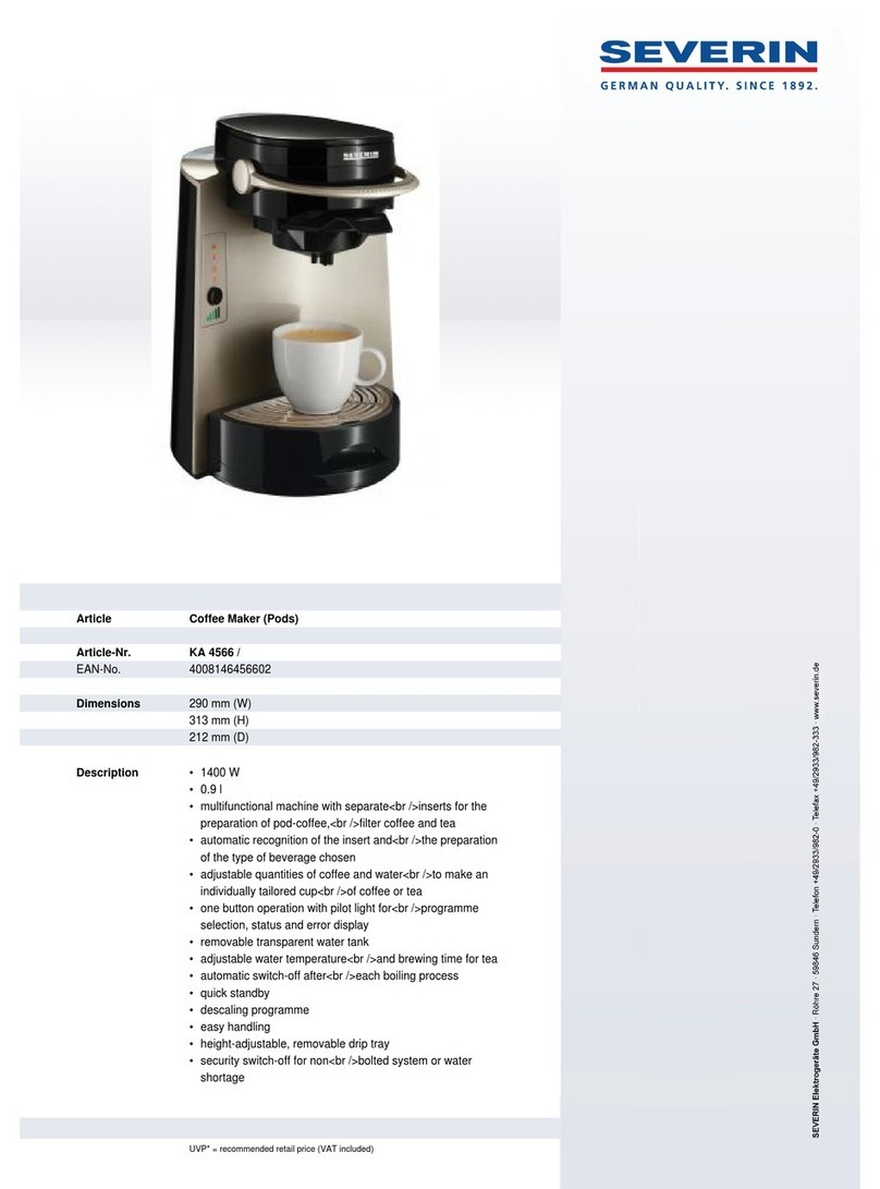 SEVERIN KA 4566 - CAFETIERE FINO MULTI datasheet