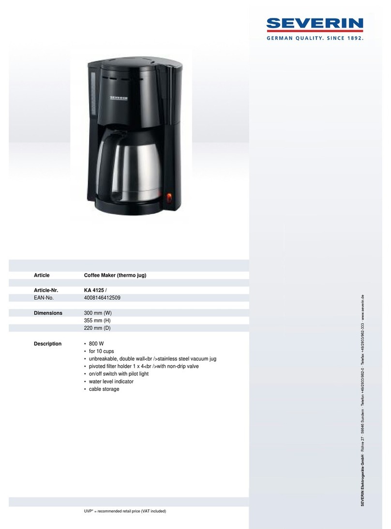 SEVERIN KA 4125 - CAFETIERE ISOTHERME User guide