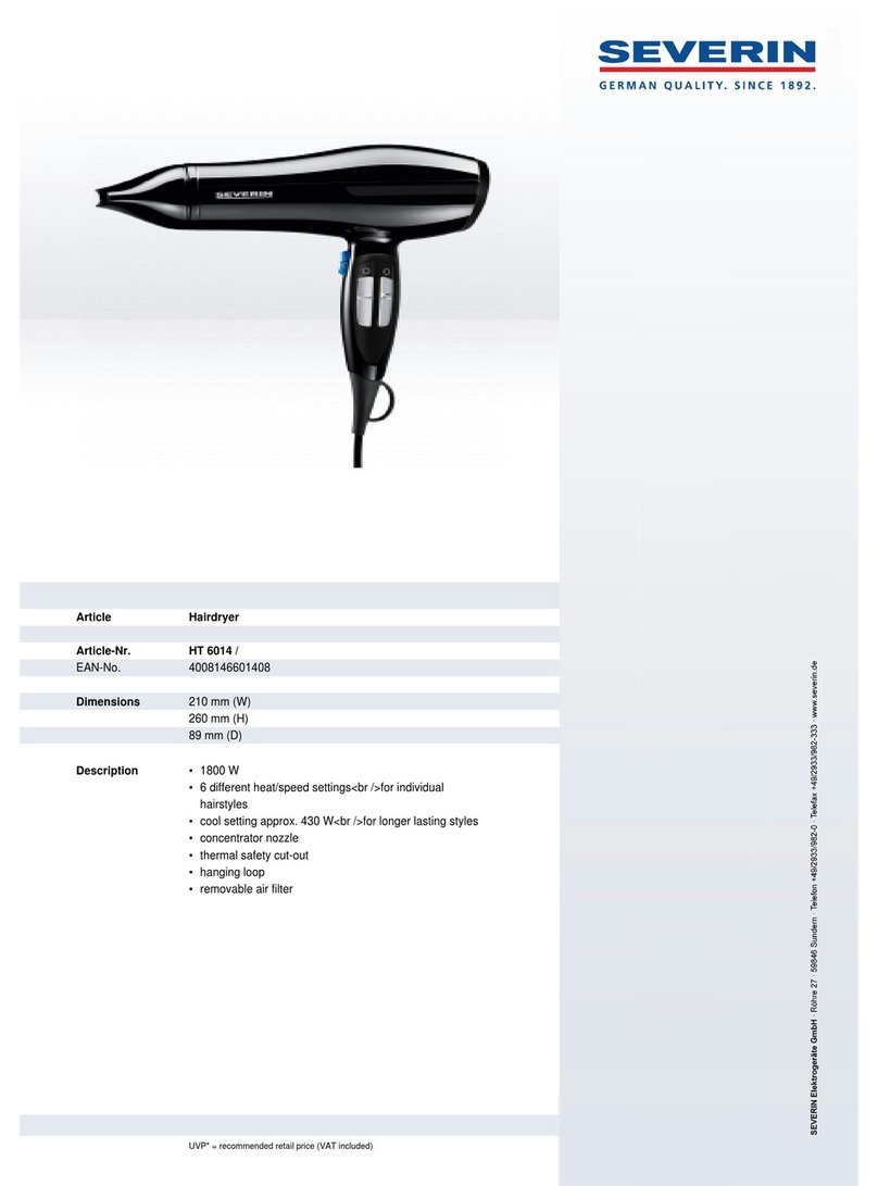 SEVERIN HAARTROCKNER HT 6014 User guide
