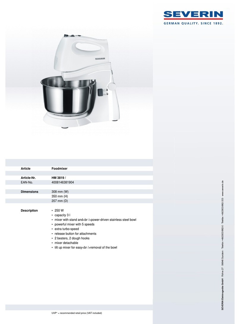 SEVERIN HANDMIXER-SET HM 3819 Dimensions